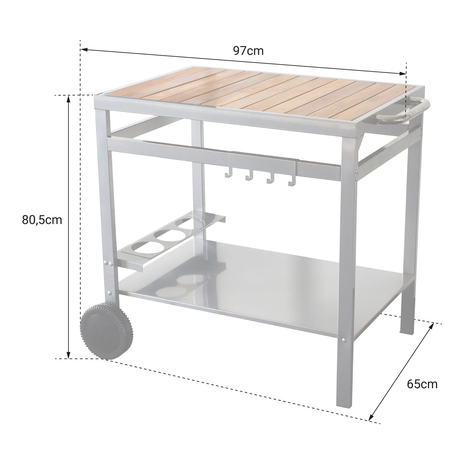 COOK'IN GARDEN - Carrito de madera y metal para plancha MEDIA M