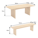 ALMA Scandinavische tafel 180cm en 2 banken set