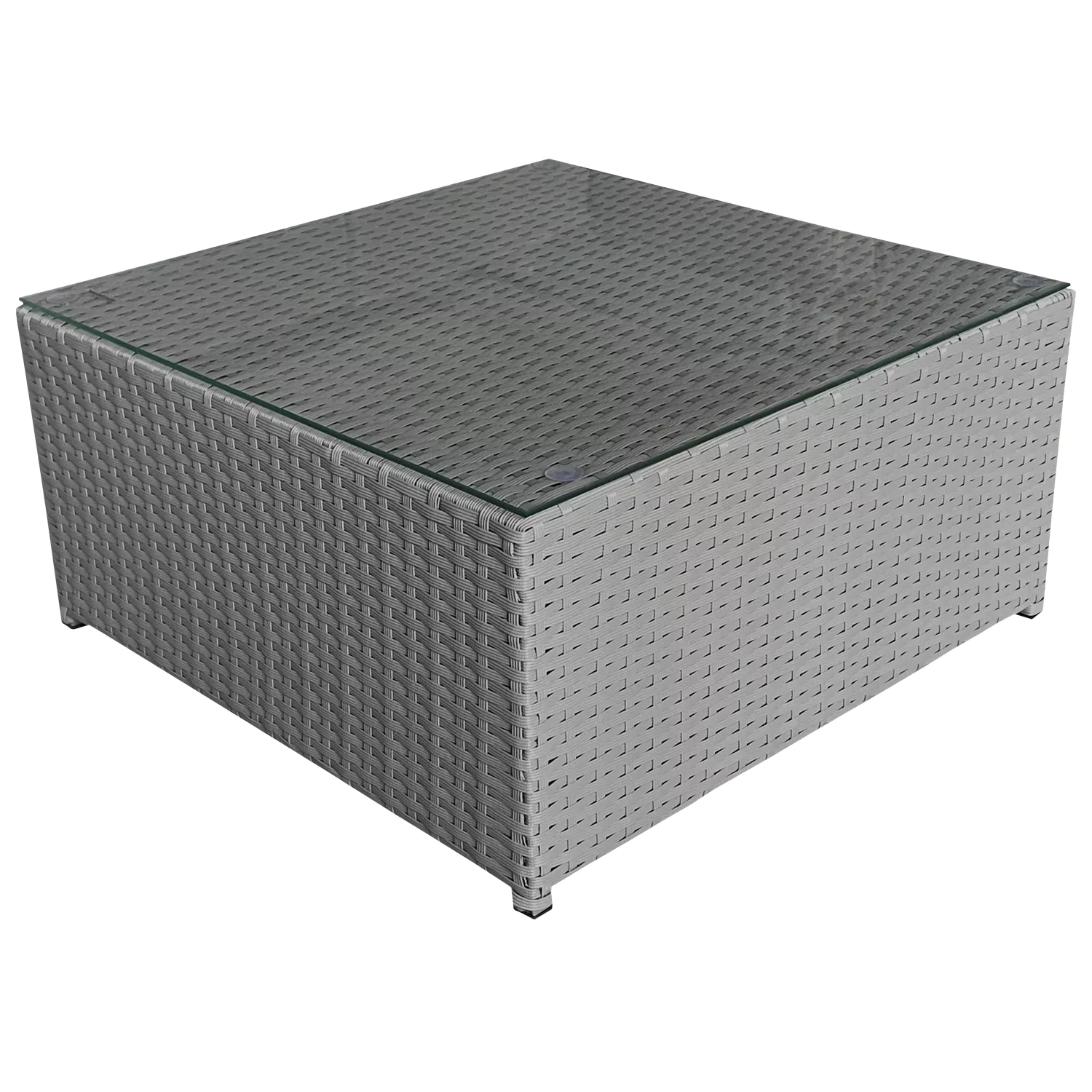 Salon de jardin BONIFACIO en résine tressée gris 6 places - coussin gris