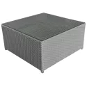 Salon de jardin BONIFACIO en résine tressée gris 6 places - coussin gris