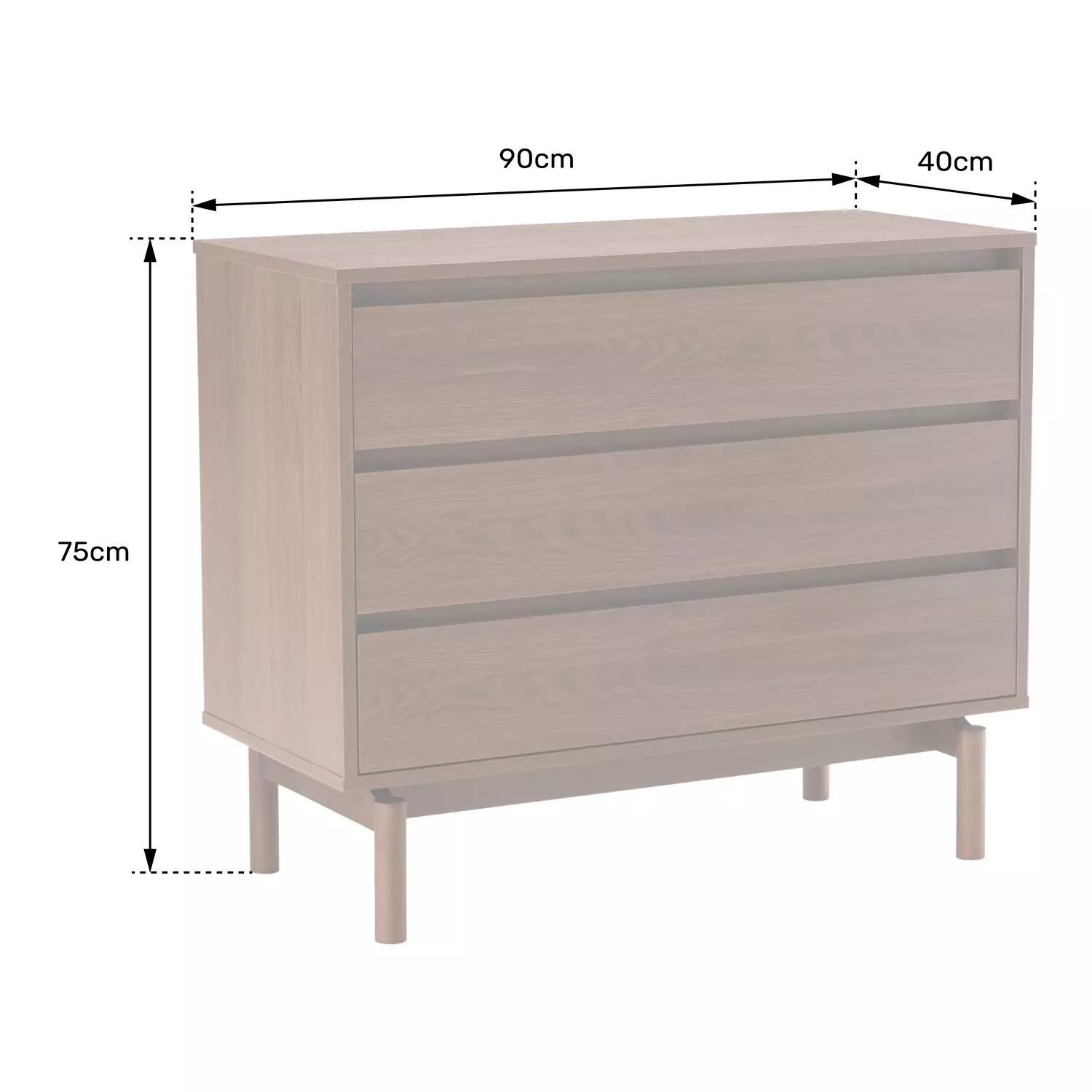 Houten commode met 3 laden SARAH