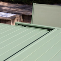 Salon de jardin VENEZIA extensible 90/180 en textilène vert sauge 8 places - aluminium vert sauge