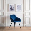 Chaise en velours BERTILLE bleue