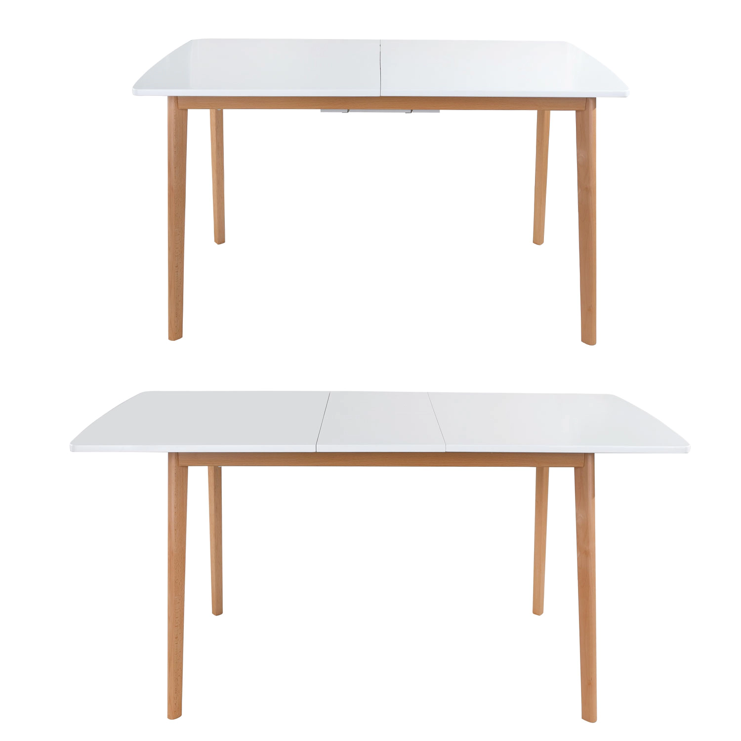 Uittrekbare tafel 120/160cm HELGA en 6 stoelen NORA wit