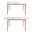 Uittrekbare tafel 120/160cm HELGA en 6 stoelen NORA wit
