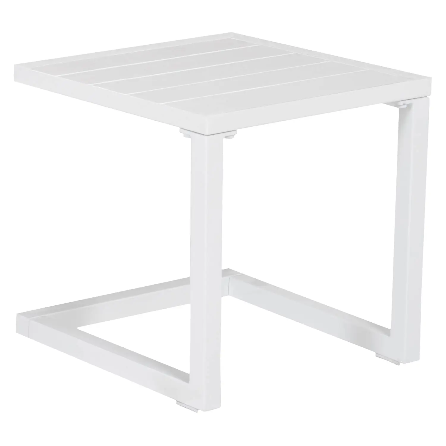 Set bain de soleil et table d'appoint en textilène gris - aluminium blanc