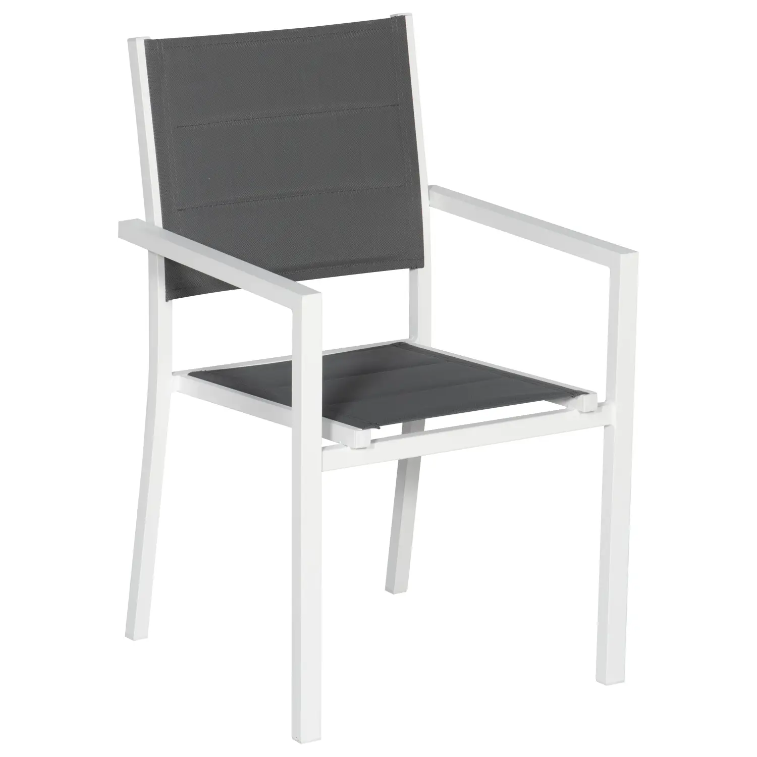 Salon de jardin extensible en textilène gris 10 places - aluminium blanc