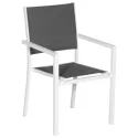 Salon de jardin extensible en textilène gris 10 places - aluminium blanc