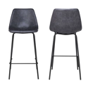 Lot de 2 tabourets de bar vintage LUCIEN gris foncé - Hauteur d'assise 65cm