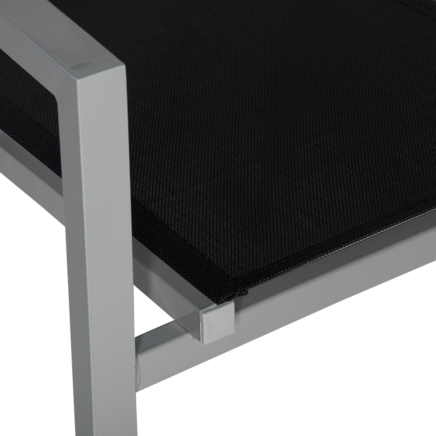 Set di 8 sedie in alluminio grigio - textilene nero