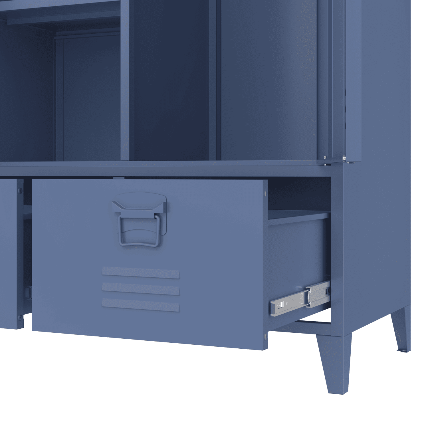 Armoire en métal 2 portes avec penderie bleu gris