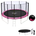 Pack Premium Trampoline 430cm réversible rose / gris MELBOURNE + filet, échelle, bâche et kit d'ancrage