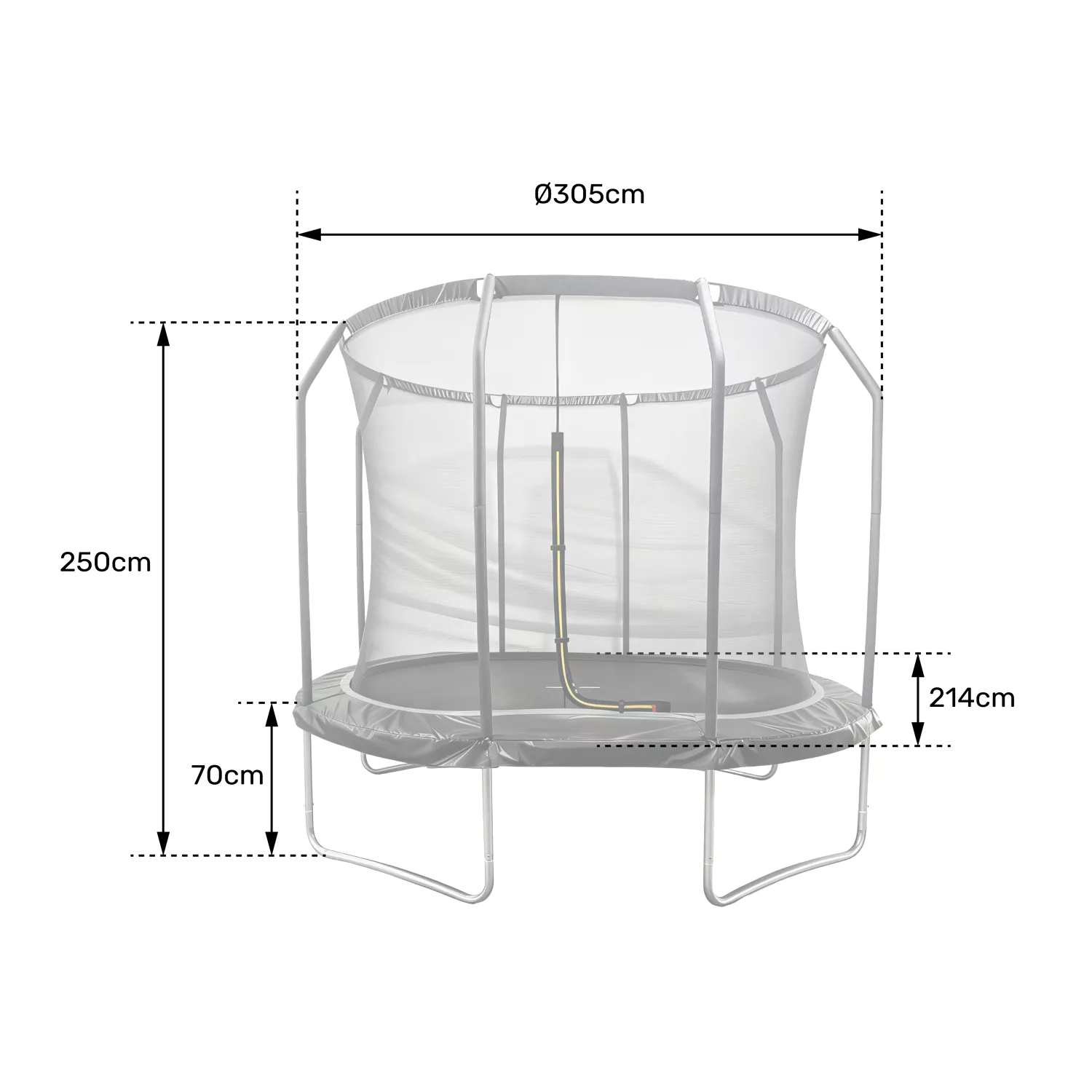 Trampolín ovalado 305x214cm negro SYDNEY + red y escalera