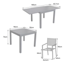 VENEZIA Set di mobili da giardino allungabili 90/180 in textilene grigio 8 posti - alluminio antracite