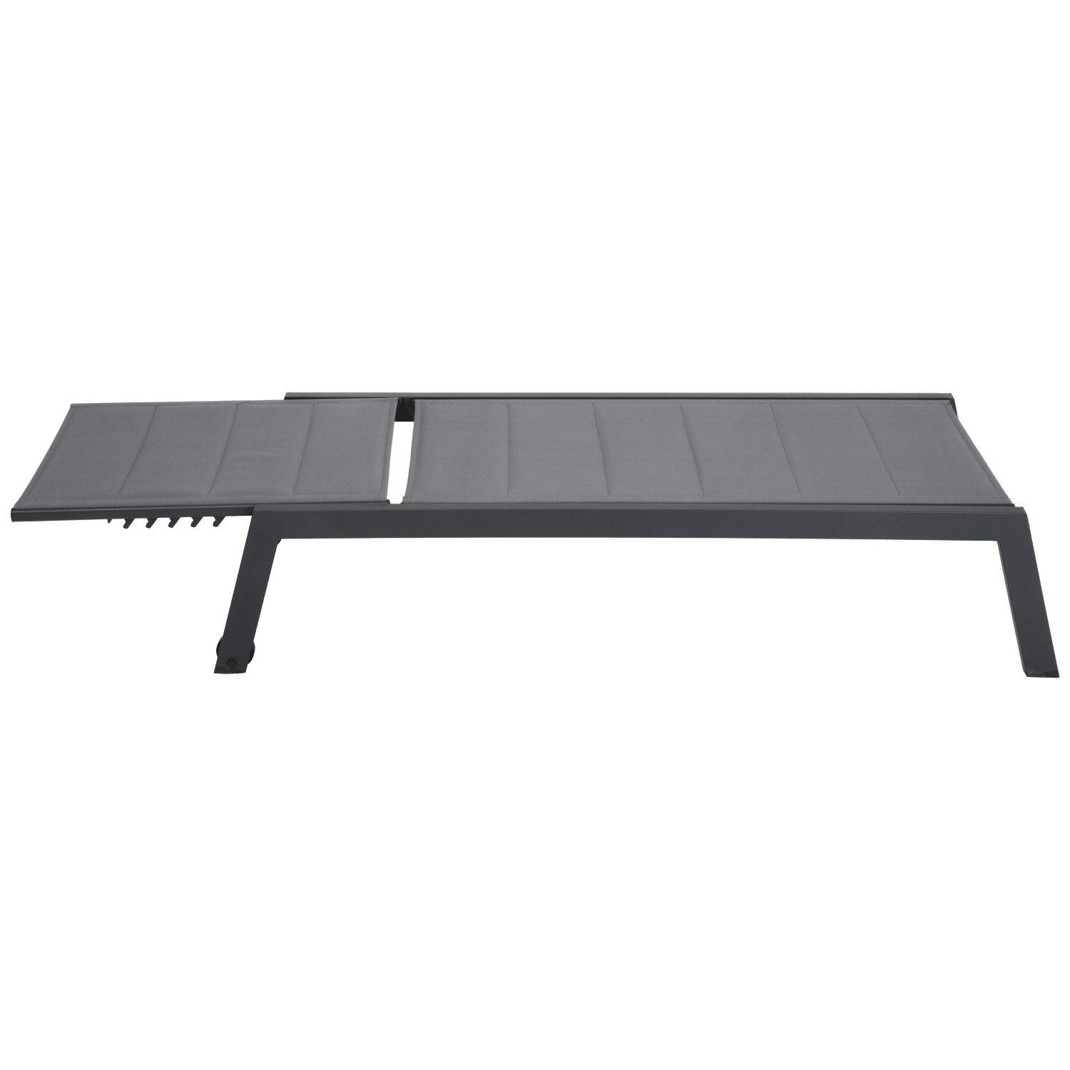Set di 2 lettini BARBADOS in textilene grigio e tavolino - alluminio grigio antracite