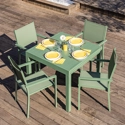 Salon de jardin VENEZIA extensible 90/180 en textilène vert sauge 8 places - aluminium vert sauge