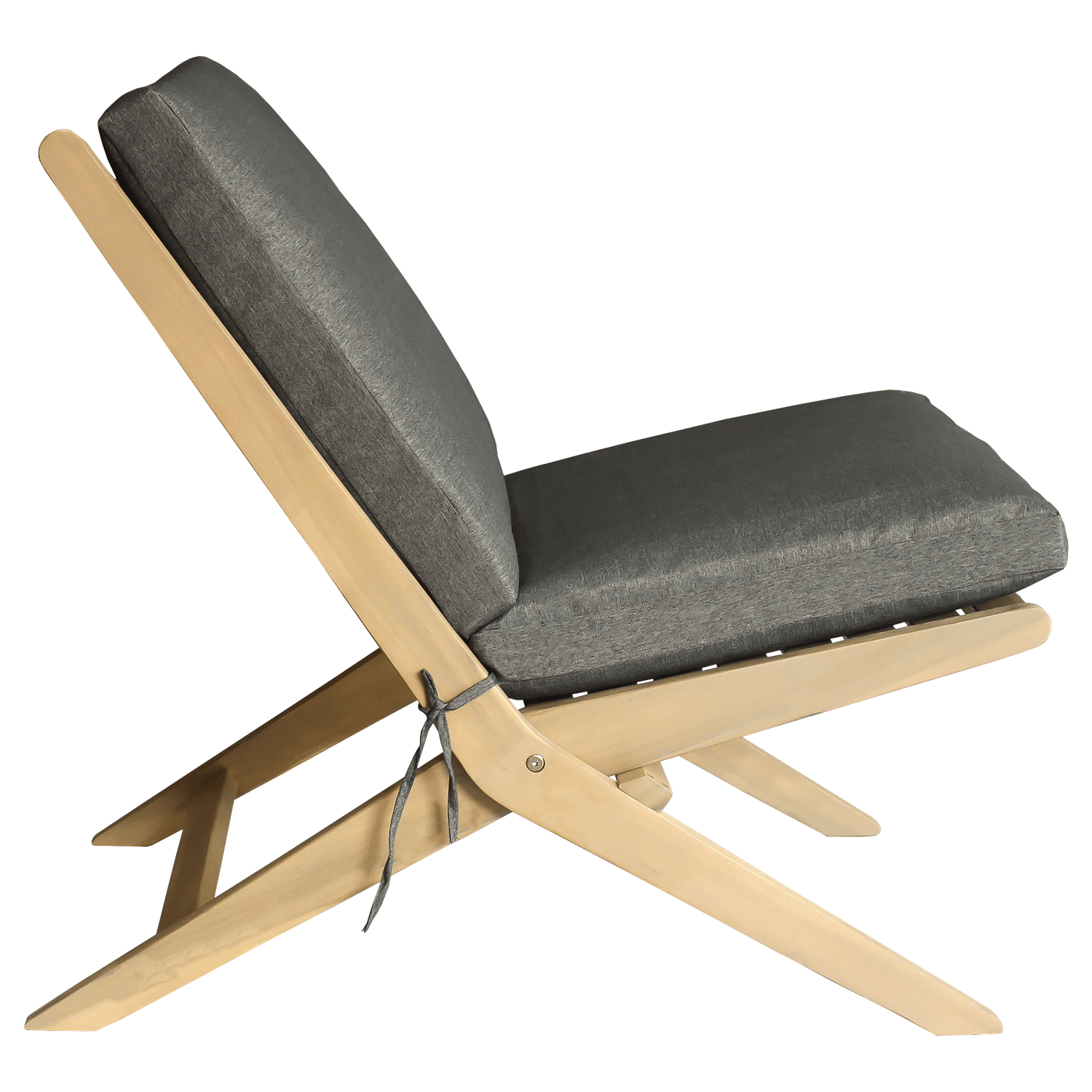 Poltrona pieghevole FARO in acacia e cuscini grigi