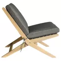 Poltrona pieghevole FARO in acacia e cuscini grigi