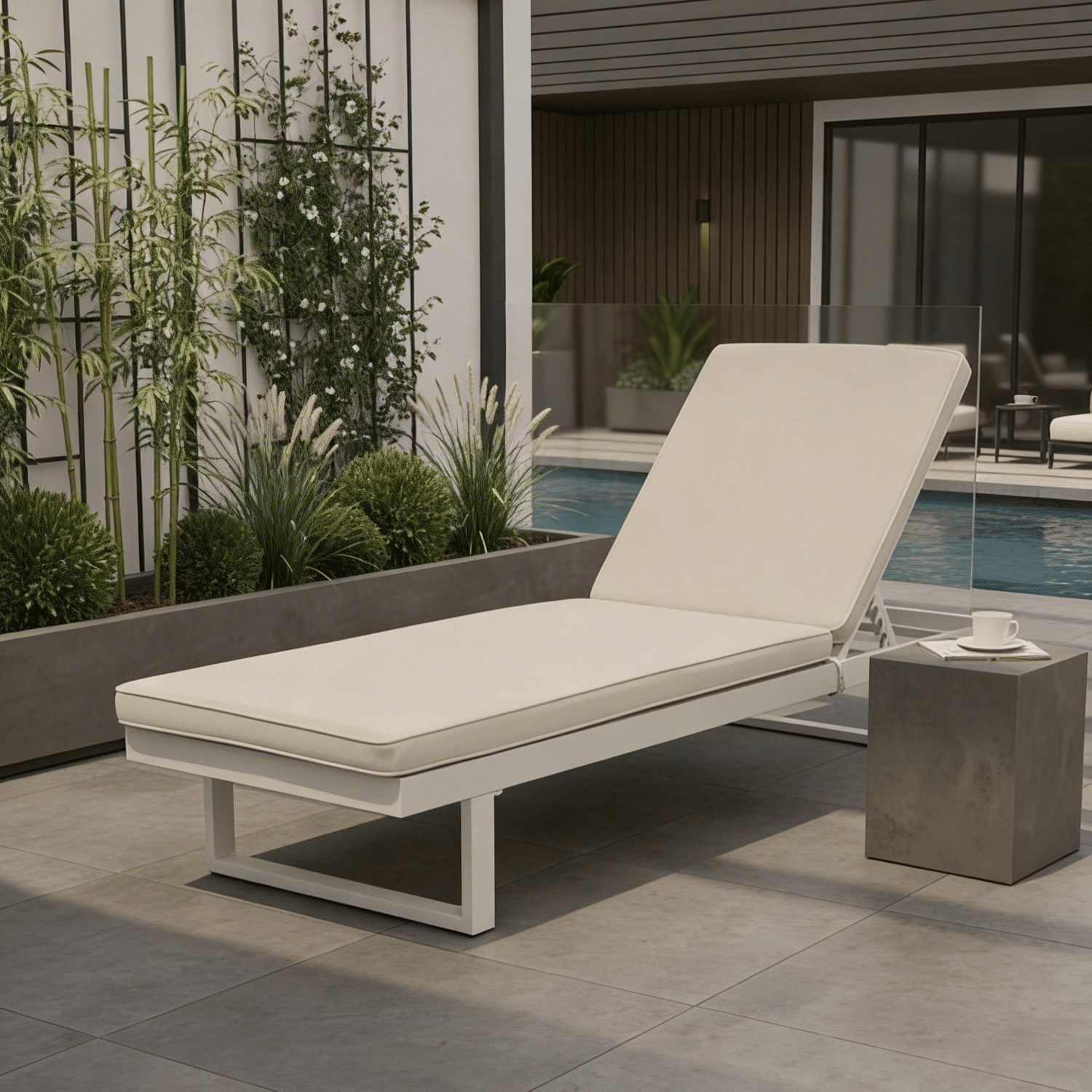 Espreguiçadeira PALOMINOS em alumínio com almofada bege