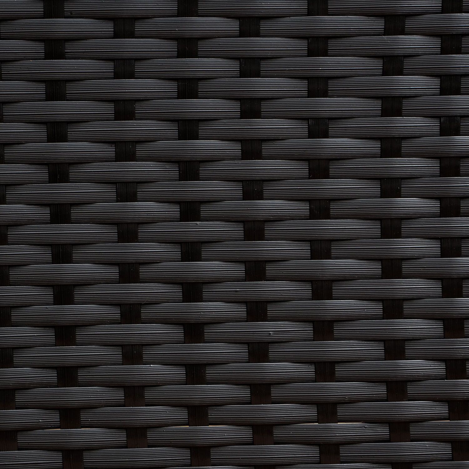 CORFOU tuinset in zwart gevlochten kunststof - 4 zitplaatsen - beige kussens