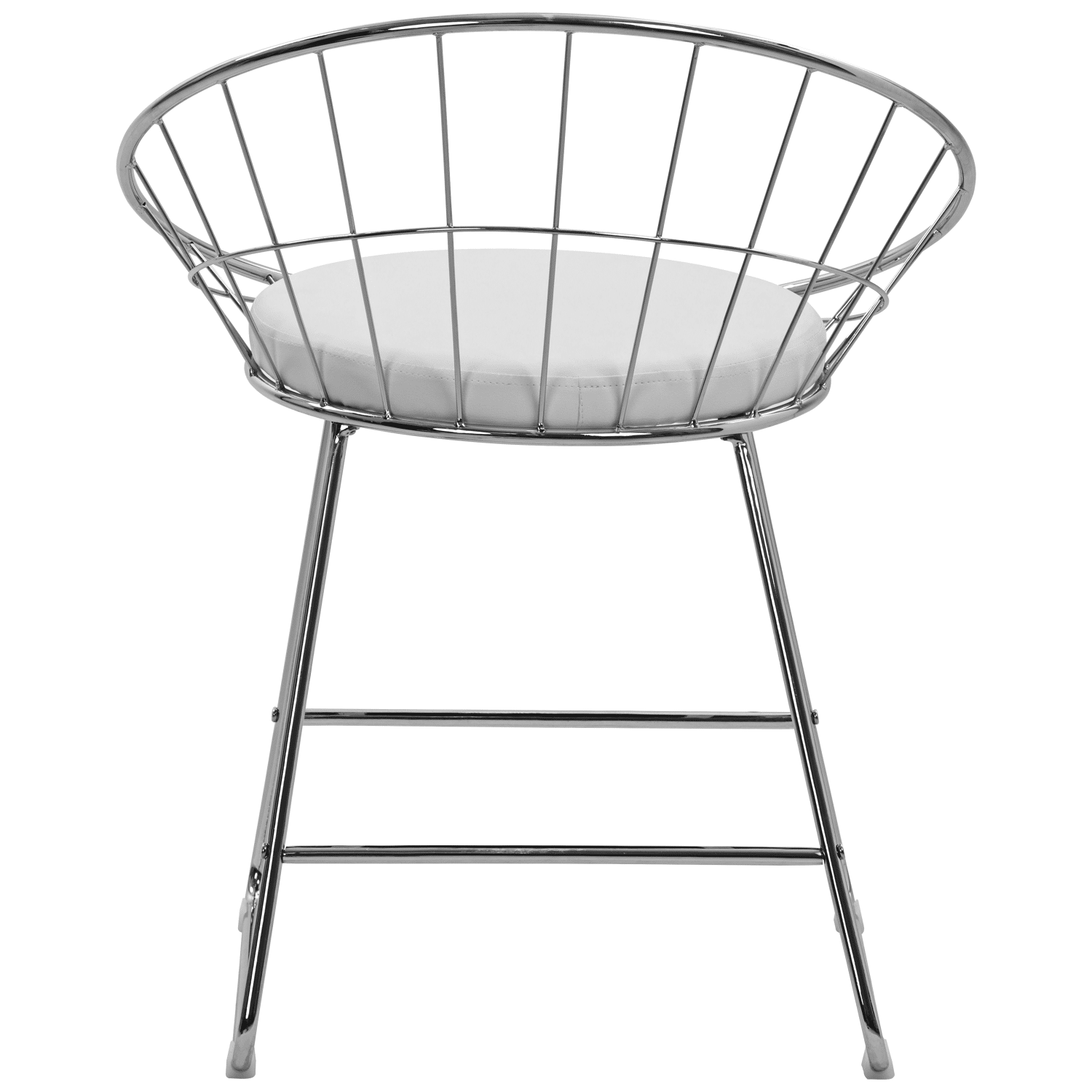 Lot de 2 chaises en métal chromé et coussin blanc ALEX