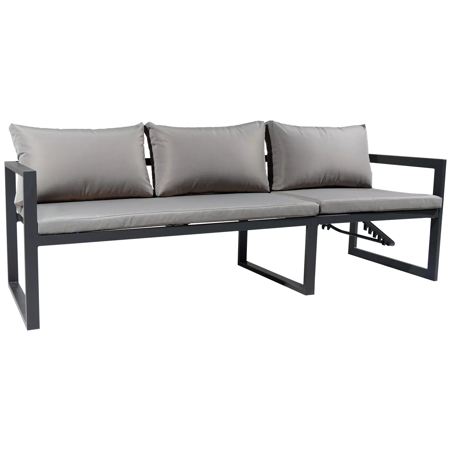 Salon de jardin modulable IBIZA en tissu gris 7 places - aluminium anthracite