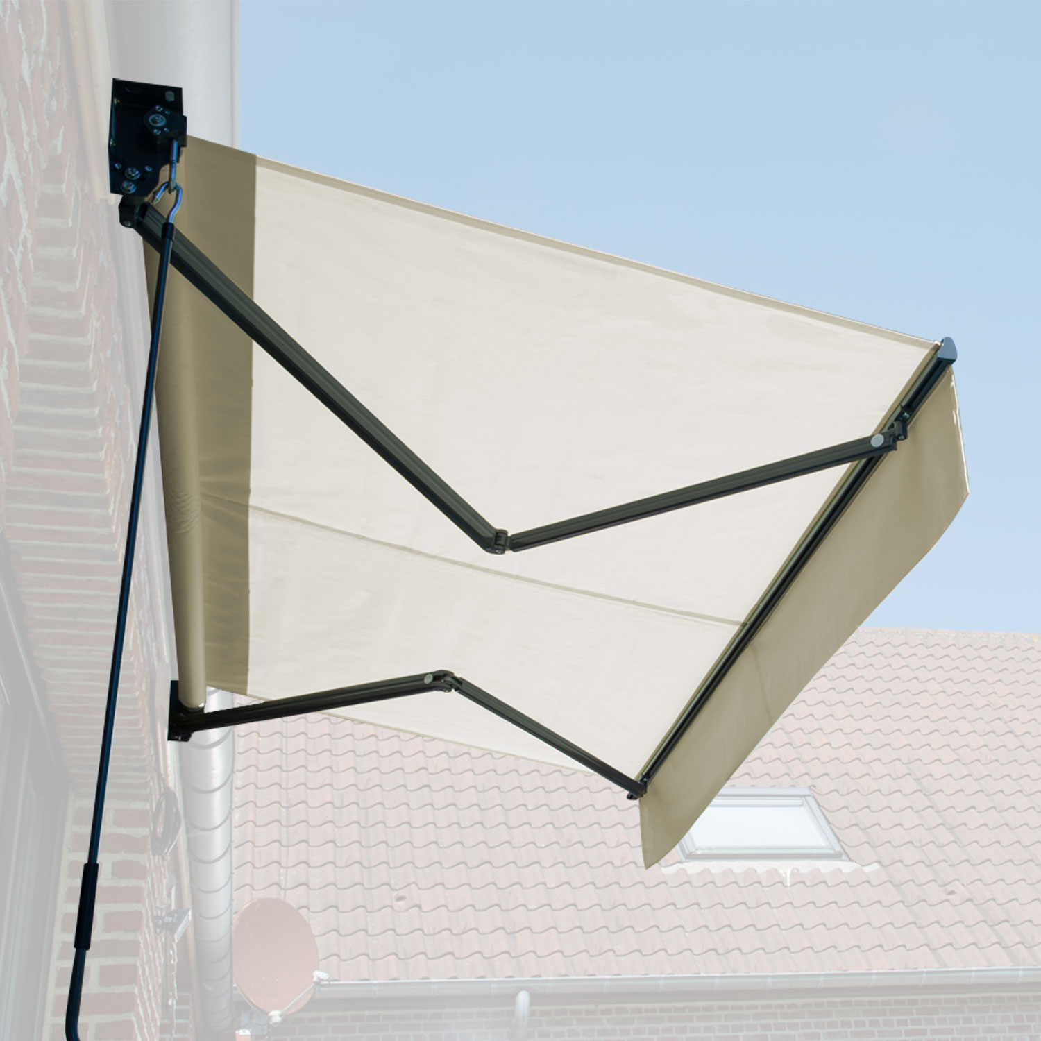 SAULE luifel 3,5 × 3m - Beige doek en grijze structuur