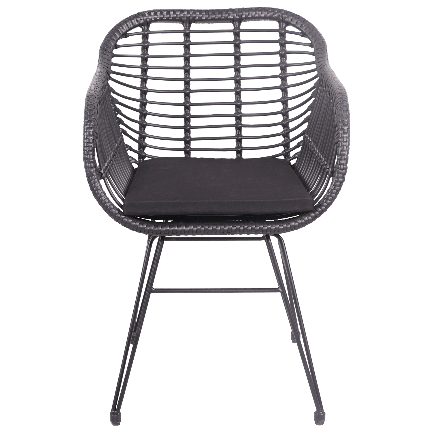 Set aus 2 Sesseln aus synthetischem Rattan in Schwarz mit Kissen CINTA
