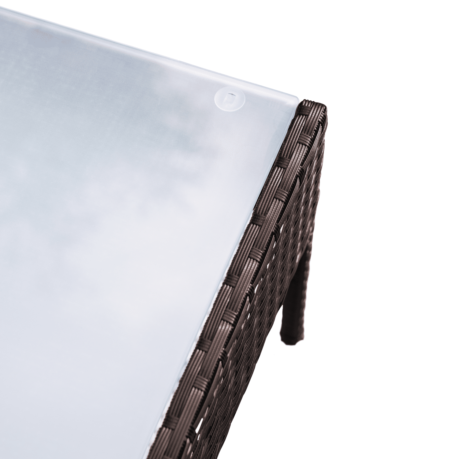 Salon de jardin CORFOU en résine tressée marron 4 places - coussins beige