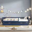 Lit gigogne pour enfant 190x90cm bleu foncé ADAM