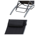 Conjunto de 2 cadeiras de convés GALAPAGOS em textileno preto - alumínio cinzento