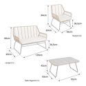 Salon de jardin MARÉ en résine tressée 4 places - coussins crème
