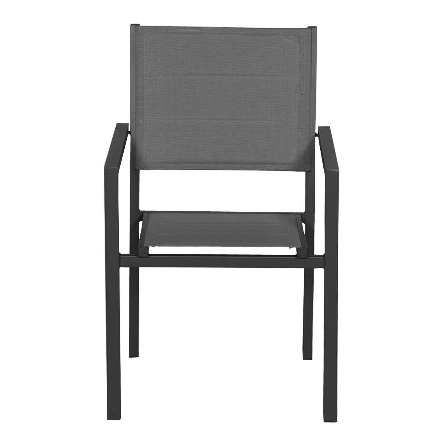 Satz von 6 gepolsterten Stühlen aus anthrazitfarbenem Aluminium - graues Textilene