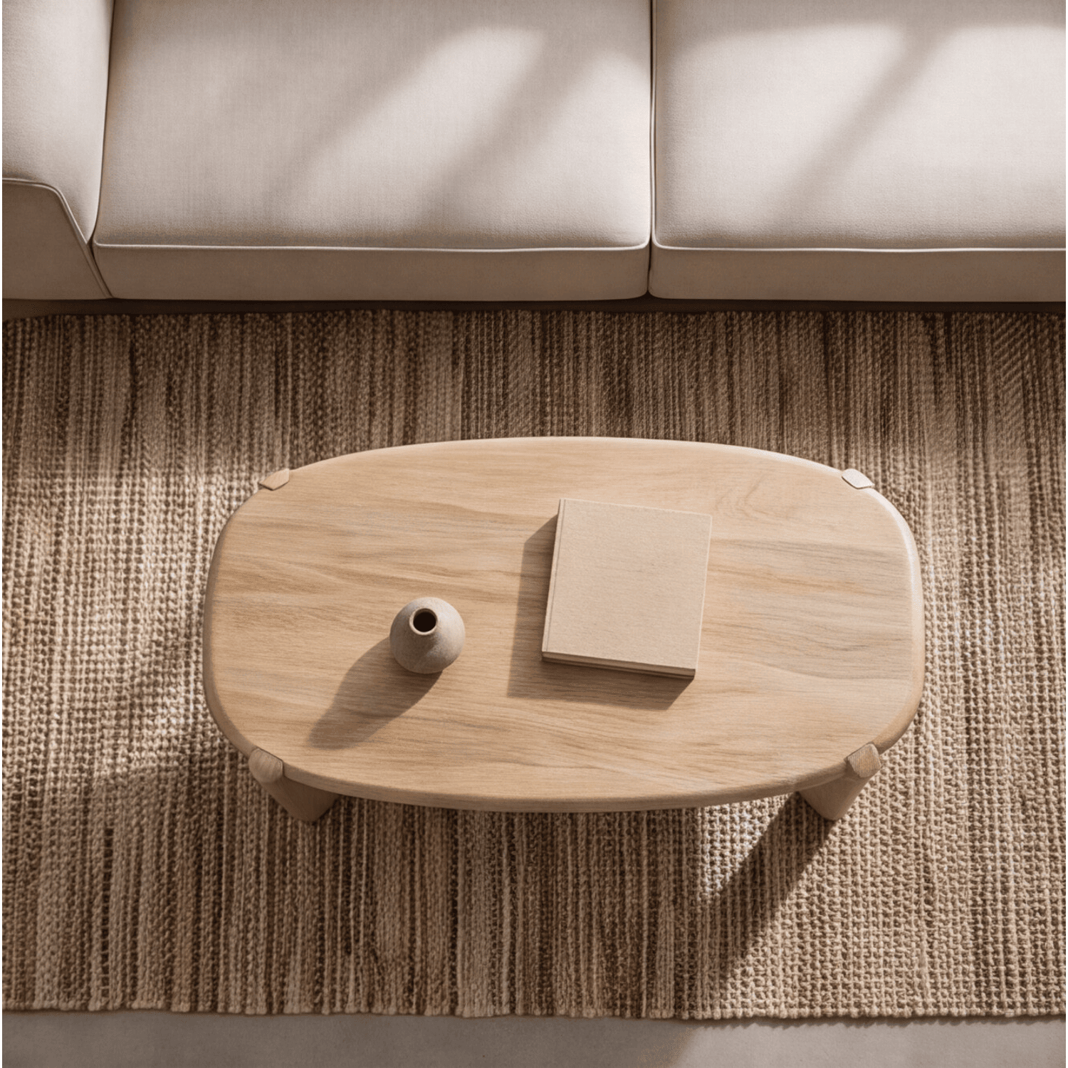 Mesa de centro em madeira maciça de manga tingida clara 120cm