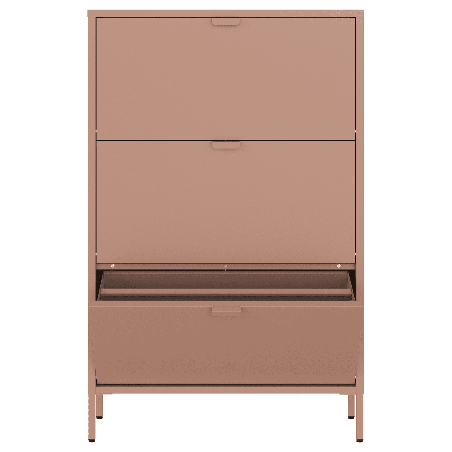 Mueble zapatero MARION 3 puertas metal rosa viejo