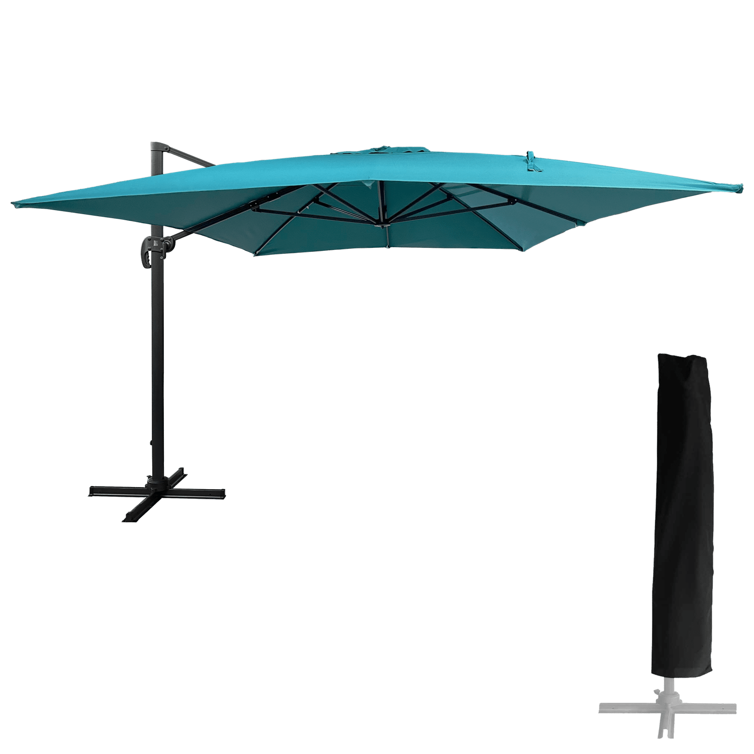 Parasol déporté MOLOKAI rectangulaire 3x4m bleu + housse