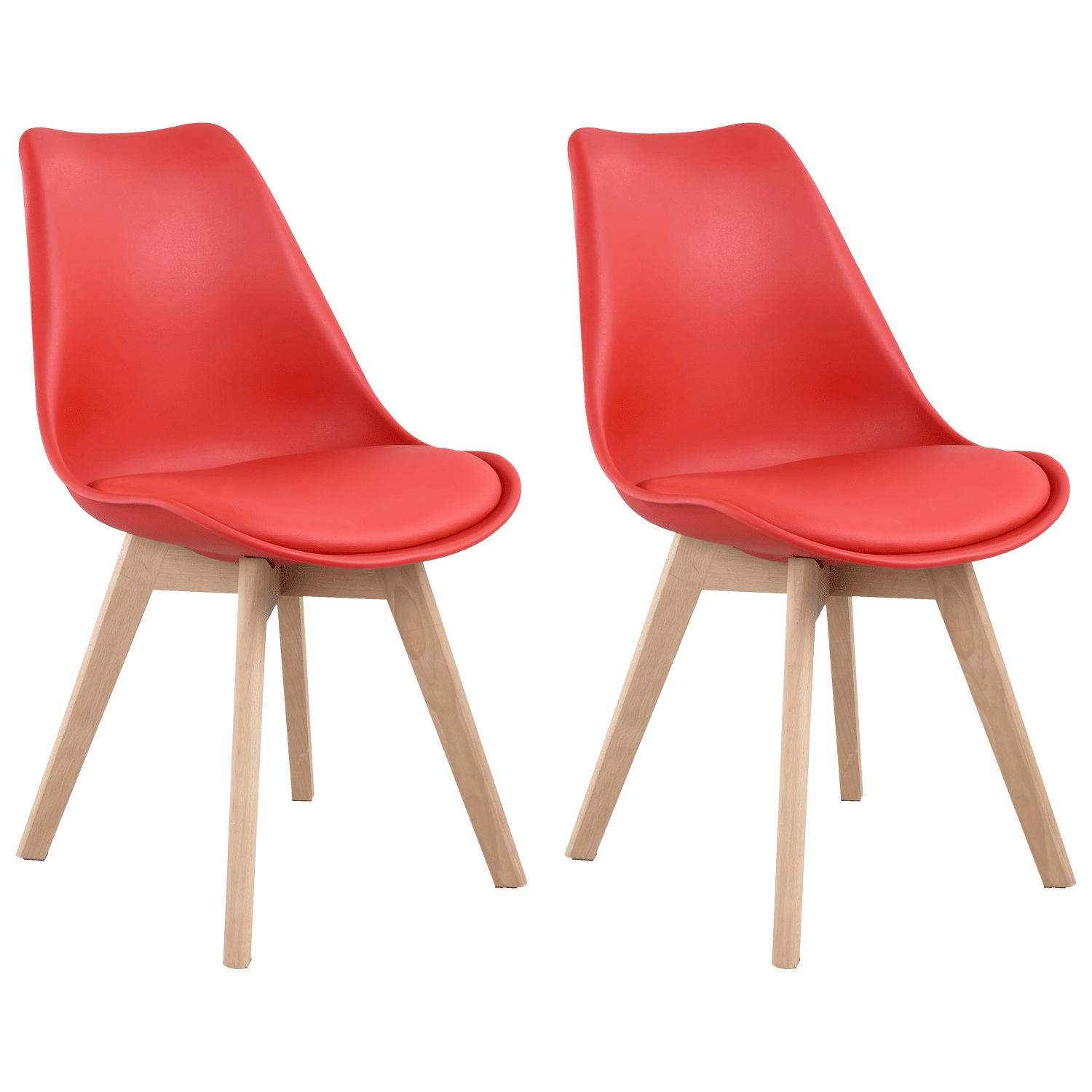 Pack de 2 sillas escandinavas color rojo con cojín