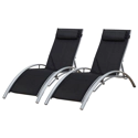 Conjunto de 2 cadeiras de convés GALAPAGOS em textileno preto - alumínio cinzento