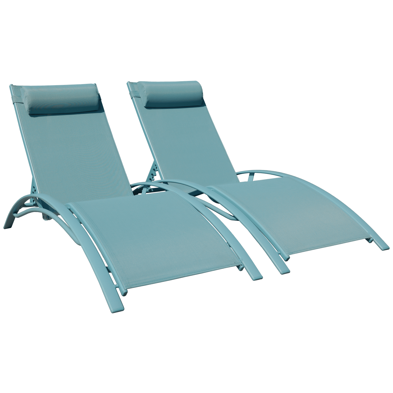 Conjunto de 2 cadeiras de convés GALAPAGOS em textileno azul claro - alumínio azul claro