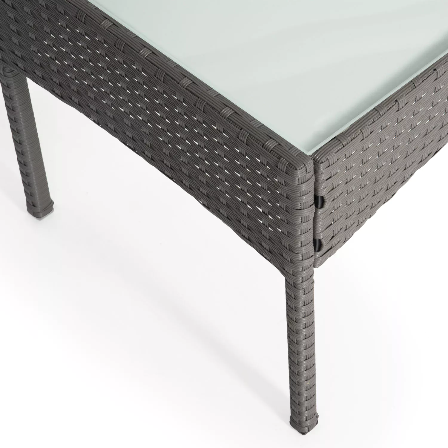 Salon de jardin CORDOUE en résine tressée gris 4 places - coussins gris