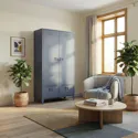 Armoire en métal 2 portes avec penderie bleu gris
