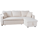 Canapé d'angle convertible CLARK 3 places en velours côtelé beige