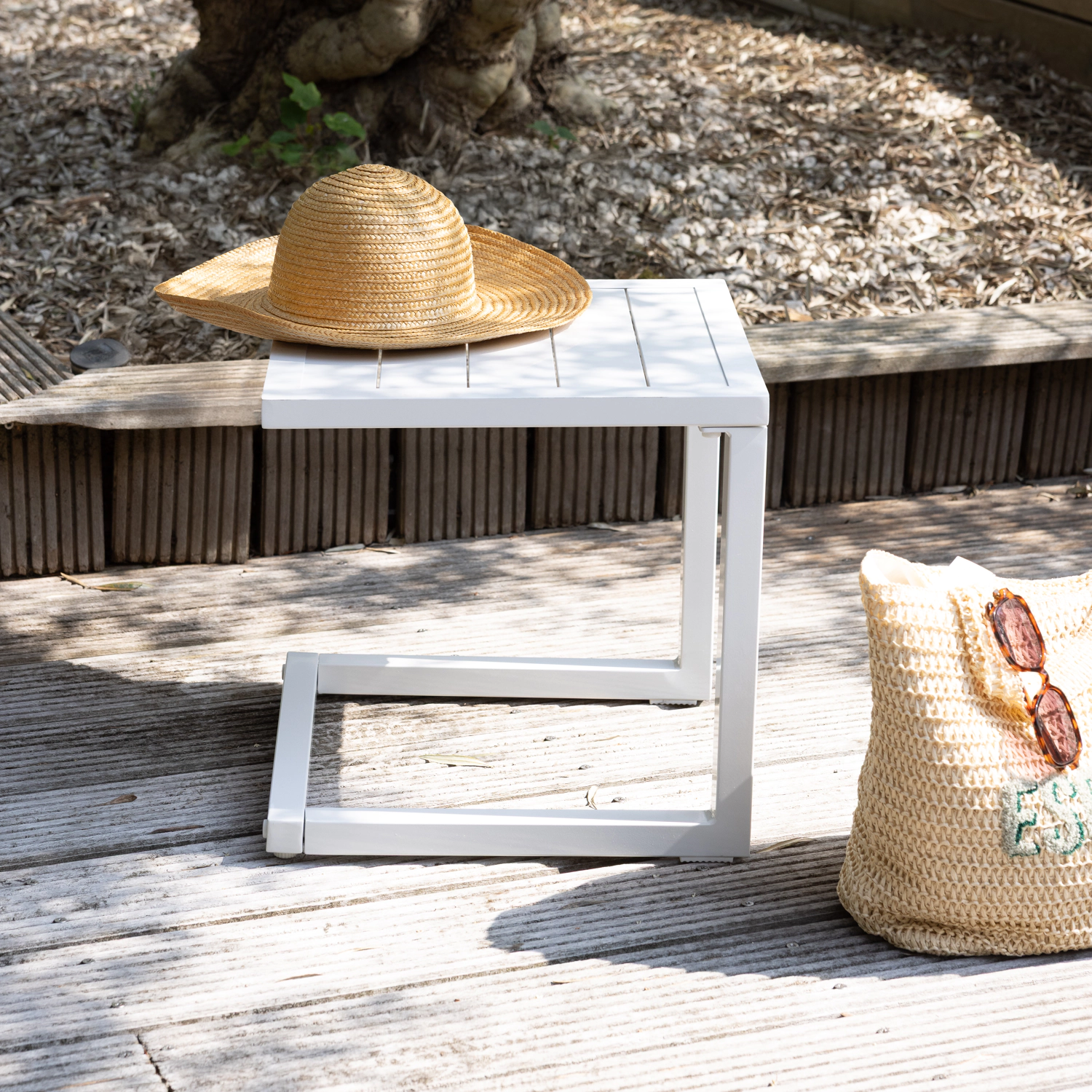 Tavolino BARBADOS in alluminio bianco