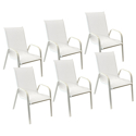 Conjunto de 6 cadeiras MARBELLA em textilene branco - alumínio branco