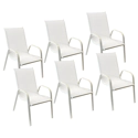 Set van 6 MARBELLA stoelen in wit textilene - wit aluminium