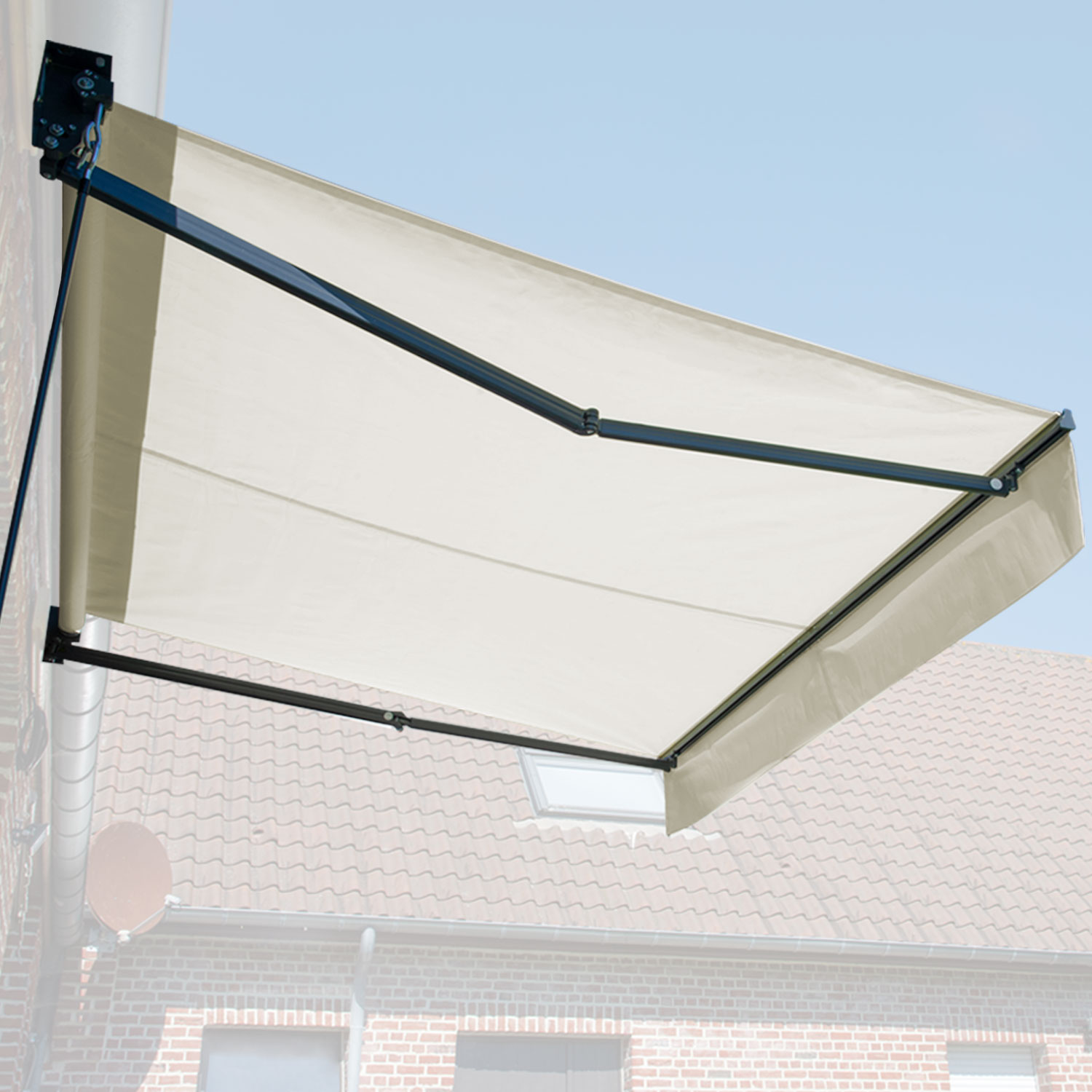 SAULE luifel 3,5 × 3m - Beige doek en grijze structuur