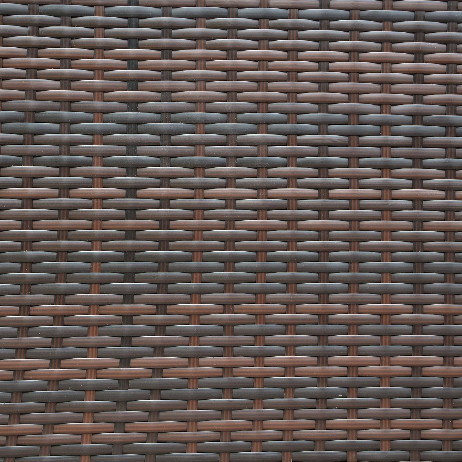 CORFOU tuinset in bruin gevlochten kunststof - 4 zitplaatsen - beige kussens