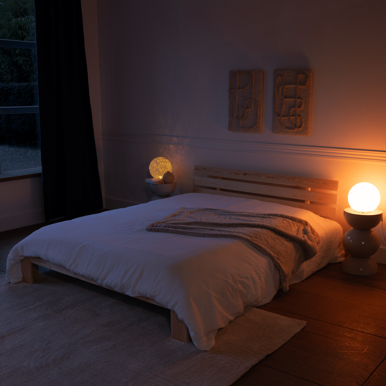 Lit en bois avec tête de lit 160x200cm FINN