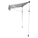 Toldo de varanda CHENE 3 × 1,2m - Tecido riscado branco/cinzento e moldura branca