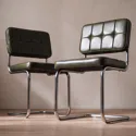 Lot de 2 chaises cantilever en simili vert kaki